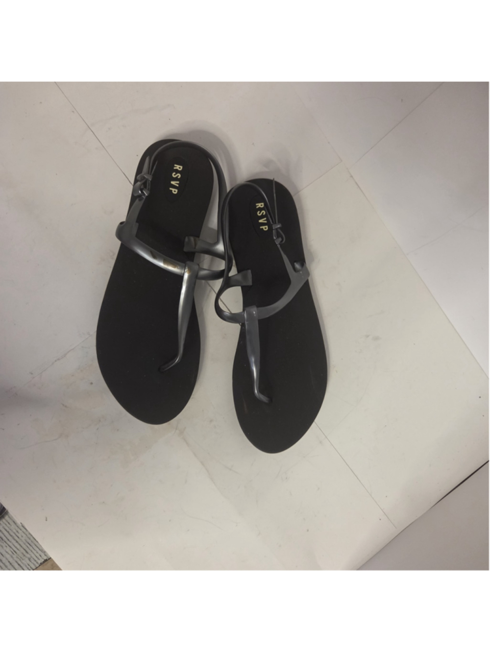 Women's RSVP Black and Grey T-Strap Sandals Size 9